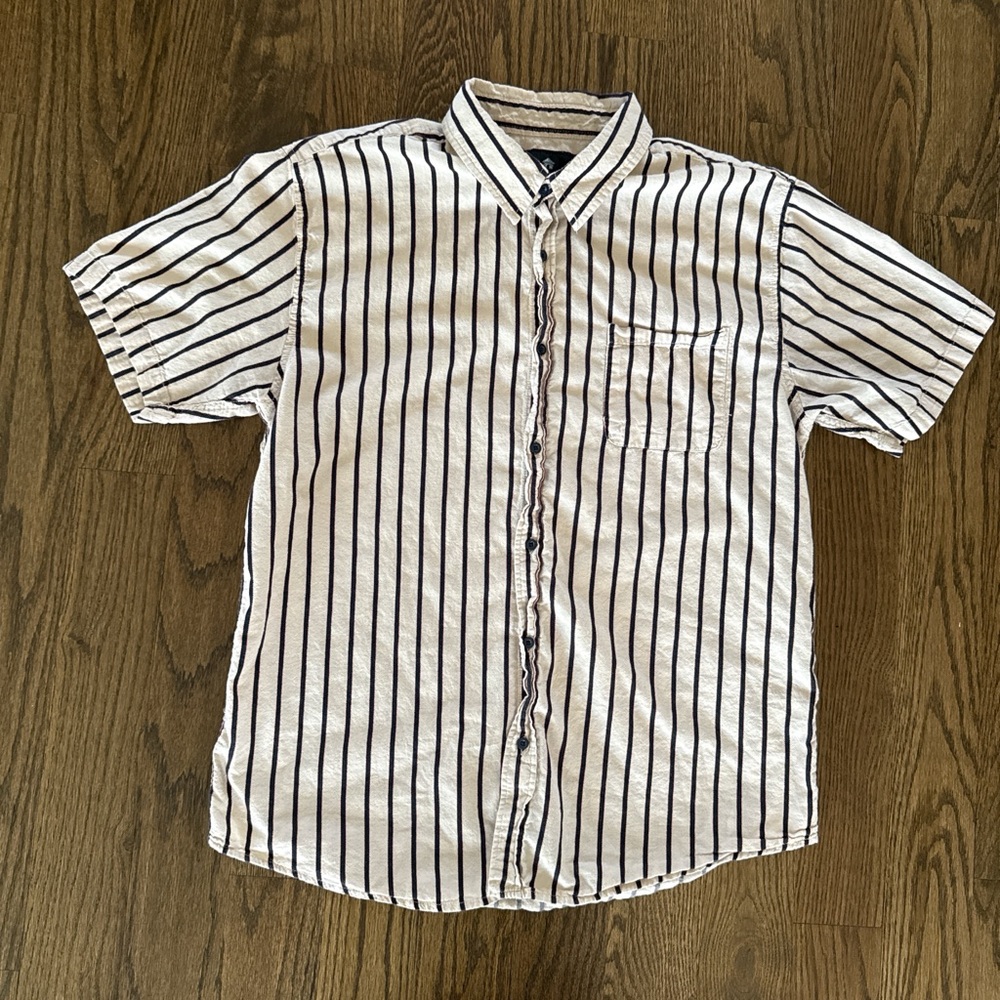 Striped Short Sleeve Shirt - Cream and Navy